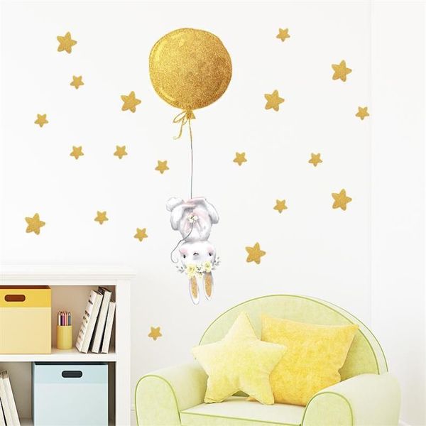 Autocollants muraux Fleur de montgolfière pour enfants chambre bébé pépinière décalcomanies décoratives chambre à coucher 263y