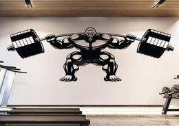 Pegatinas de pared Gorilla Gimnasia Levantamiento Fitness Motivation Muscle Brawn Barbell Sticker Decor Sport B7546819558