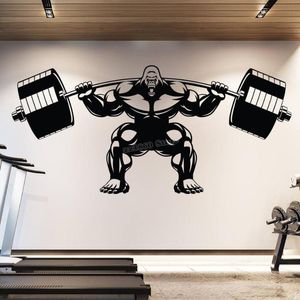 Muurstickers Gorilla Gym Decal Lifting Fitness Motivatie Muscle Brawn Barbell Sticker Decor Sport Poster B754