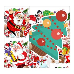 Stickers Muraux Graffiti Autocollants Chambres Autocollant Étanche Dessin Animé Joyeux Noël Décorations Fleur Bonhomme De Neige Père Noël No Repetitio Dhlkr