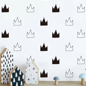 Autocollants muraux Carton vert papier peint en noir et blanc de la couronne Personnalité de chambre à coucher simple A10-009