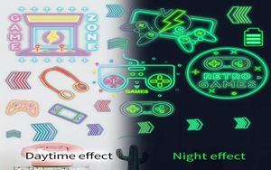 Autocollants muraux Green Light Game Contrôleur Luminal Home Living Room Room Decor Decals Glow in the Dark Fluorescent1549085