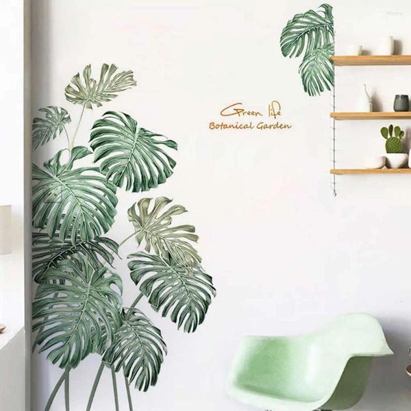 Pegatinas de pared Etiqueta de planta verde DIY Peonía Rosa Flores Playa Tropical Hojas de palma Arte moderno Calcomanía Mural