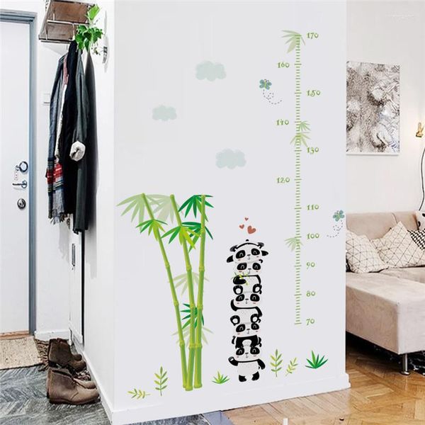 Stickers muraux grandir avec beau bébé Panda hauteur mesure enfants chambre décoration dessin animé Animal Mural Art bricolage pépinière maison décalcomanie