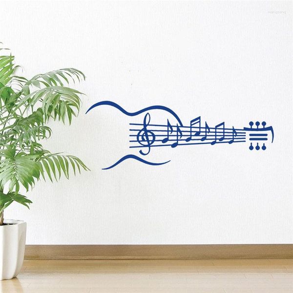 Stickers muraux Guitare Instrument Decal Notes de musique Chambre Salon Autocollant amovible Art Décoration de la maison Wellpaper DW6186