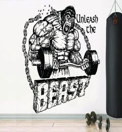 Muurstickers sportschool sticker fitness decoratie workout gorilla sticker motiverende poster slaapkamer fan1531279