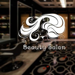 Autocollants muraux pour Salon de coiffure, étiquette de beauté, coupe de cheveux, affiches de nom, heure, décalcomanies d'art, décoration murale
