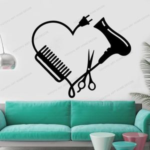 Muurstickers haar salon venster sticker stylist kapper winkel schoonheid behang voor YW108