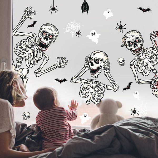 Stickers Muraux Halloween Stickers Fantôme Effrayant, Chauves-Souris Pour Salon Citrouilles Fenêtre Clings Festival Décor