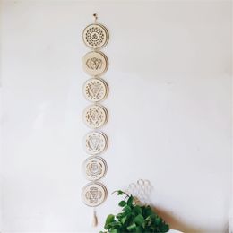 Muurstickers genezen Wall Art Decoratie 7 Ringen houten thuiswand hangende decor houten bord hanger ornament cadeau 230625