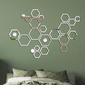 Stickers muraux Hexagone 3D Miroir Papier Peint Salon Chambre Creative Auto-adhésif Décoration Miel Combinaison Étanche Autocollant Décoration de La Maison 230714