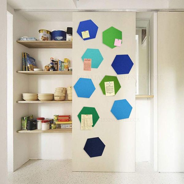 Pegatinas de pared Tablero de fieltro hexagonal, Tablero de anuncios de azulejos autoadhesivos Corcho ecológico para manualidades de bricolaje