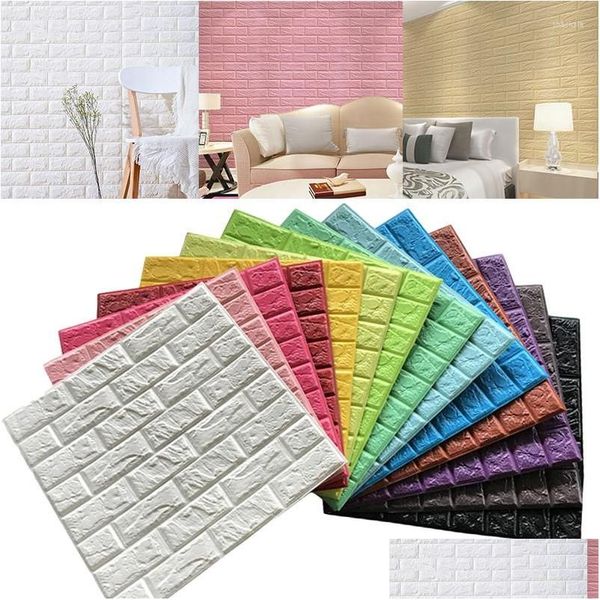 Pegatinas de pared Etiqueta 3D de alta calidad Lmitation Ladrillo Decoración del dormitorio Papel tapiz autoadhesivo impermeable para niños Sala de estar Dro Dhhy7