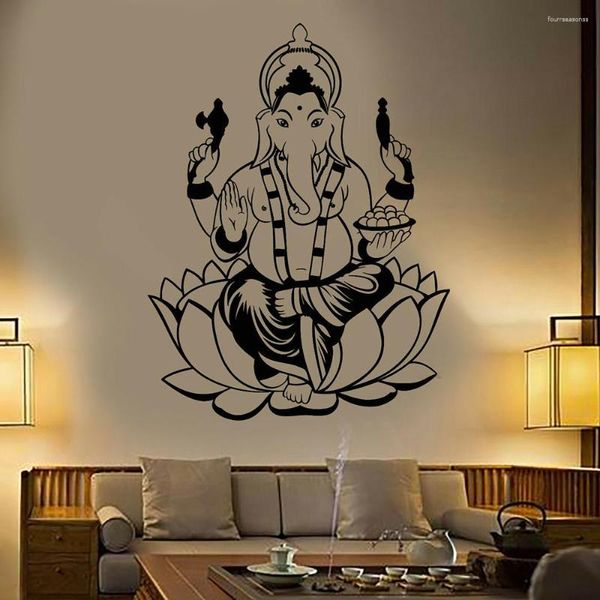 Pegatinas de pared Hinduismo Dios Calcomanía India Elefante Ganesha para el hogar Sala de estar Decoración Diseño Papel tapiz X947