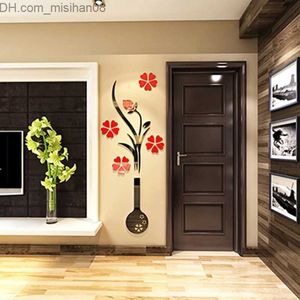 Stickers muraux Maison 3D Acrylique Cristal Stéréo Stickers Muraux Vase Prune Monobloc Paquet Décoration de La Maison Plante Top Commerce Sticker Mural Z230719