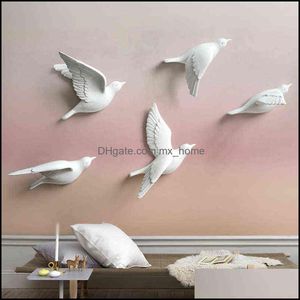 Stickers Muraux Décor À La Maison Jardin Décoratif Oiseaux Blancs En 3D Décoration Salon Enfants Figurine Nordique Miniatures 1112 Drop Delivery 202