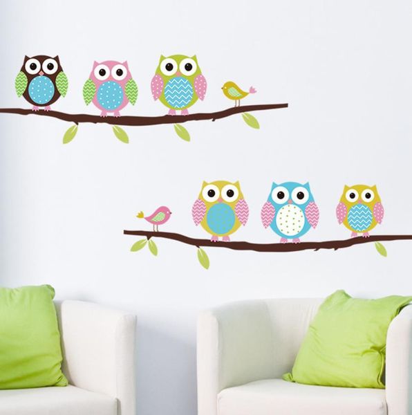 Stickers Muraux Décor À La Maison Jardin Nouveau Dessin Animé Chambre D'enfant Murs De Chambre À Coucher Peints Décoratifs Mignon Hibou Animal Branche Drop Delivery 2021 V7Sv