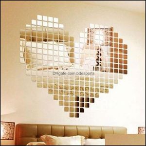 Stickers muraux Home Decor Jardin 100 pièces Carrelage auto-adhésif 3D Miroir Decal Mosaïque Décorations de salle Carreaux modernes Drop Livraison 2021 SW65M