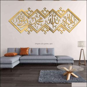 Muurstickers Huis Tuin Decoratieve Islamitische Spiegel 3D Acryl Sticker Moslim Muurschildering Woonkamer Kunst Decoratie Decor 1112 Drop Del184K