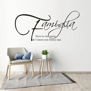 Stickers Muraux Maison Décoration Intérieure Où La Vie Commence L'amour Ne Se Termine Jamais Lettrage Art Autocollant Famille Italienne Citation Stickers Stickers MurauxMur