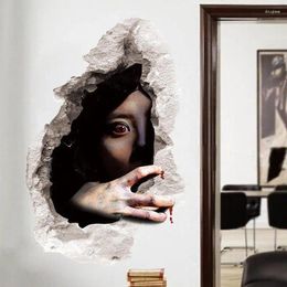 Autocollants muraux horreur effrayante féminine fantôme de vacances décoration de papier peint personnalité drôle