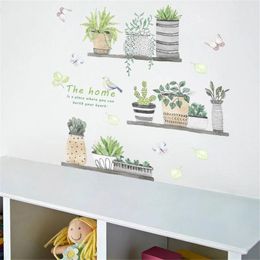 Stickers muraux Autocollant d'affiche d'intérieur Plantes vertes Délicat Autocollant auto-adhésif amovible pour la décoration de la maison