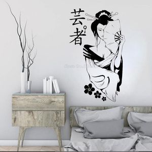 Muurstickers Geïnspireerd Ontwerp Japanse Home Decor Art Decal Geisha Meisje Interieur Decoratie Woonkamer Slaapkamer Sticker LL2081