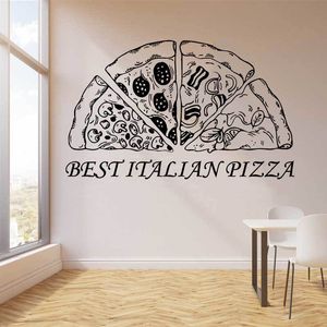 Pegatinas de pared Rebanadas de pizza italiana Vinilo Adhesivo de pared Pizza Restaurante occidental Puerta Tienda de vidrio Logotipo Calcomanía Pintura de pared Regalo Arte decorativo 230331