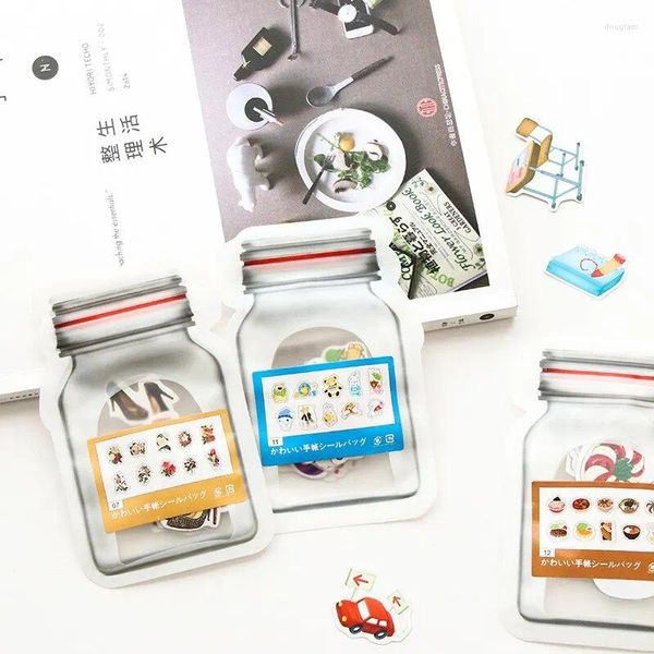 Autocollants muraux japonais créatifs, bouteille transparente en PVC, autocollant plat, paquet de 50 pièces, décoration de journal intime, poche pour enfants, DIY bricolage