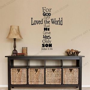 Muurstickers John 316 Cross Decal - Christelijke Sticker Decor God Zo Geliefde Bijbelvers Citaten Voor Slaapkamer CX2201202d