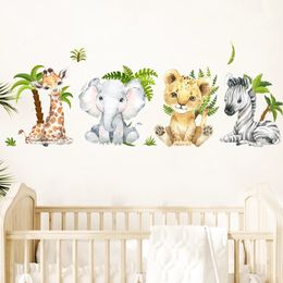 Pegatinas de pared Árbol de animales de la selva para niños Habitaciones para niños Habitación para niños Decoración del dormitorio Papel tapiz para guardería Jirafa Elefante 230822