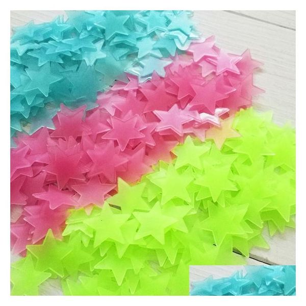 Pegatinas de pared para niños dormitorio brillo fluorescente en las estrellas oscuras pegatina luminosa color 100pcs/paquete de precio al por mayor entrega de caída ga dhynk