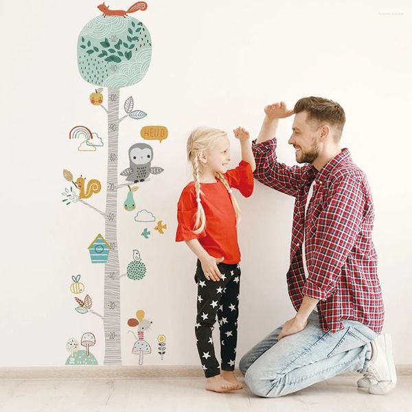 Pegatinas de pared para niños de crecimiento de la tabla de medición de la altura de la regla de regla con patrones de dibujos animados decoración de PVC para habitación