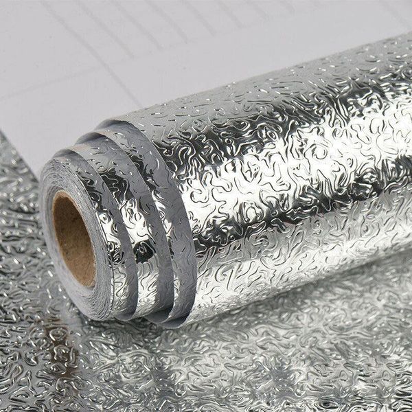 Pegatinas de pared, pegatina a prueba de aceite para cocina, resistente a altas temperaturas, impermeable, papel tapiz autoadhesivo para gabinete, papel de aluminio