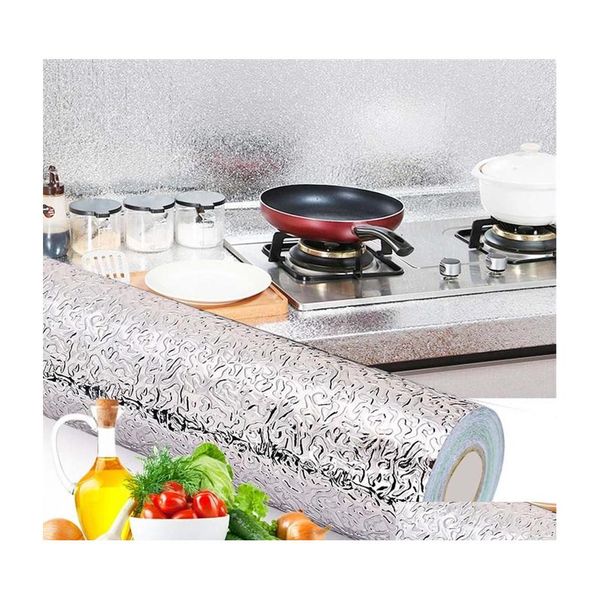 Autocollants muraux Cuisine Cuisinière Feuille D'aluminium Résistant À L'huile Haute Température Autocollant Autocollant Salle De Bains Der Drop Delivery Home Gar Dhfce