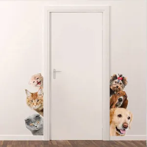 Pegatinas de pared gatitos perros niñas niños dormitorio simulación 3D decoración Diagonal entrada esquina impermeable bebé guardería