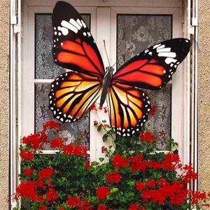 Pegatinas de pared grandes 3D mariposa decoración de la habitación mariposas gigantes pegatina ventana del hogar decoración del banquete de boda para adornos de jardín al aire libre 230822