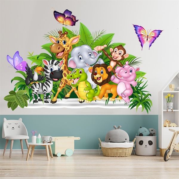 Grand et beau papier peint animal de la forêt adapté aux enfants garçons filles décoration de pépinière éléphants girafes singes papier peint papillon 230331
