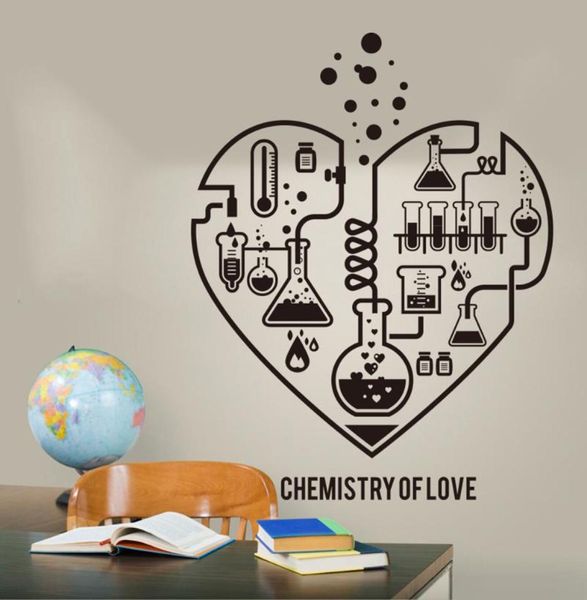 Autocollants muraux Grands sciences de la chimie Abstract Cœur Decal Laboratoire de classe Geek Valentin Sticker LW3182408709