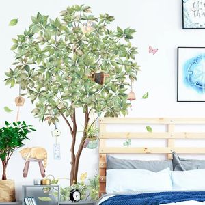 Autocollants muraux grands arbres verts, sparadrap de décoration d'arrière-plan de salon TV canapé pour meubles chambre à coucher, papier peint artistique en Pvc