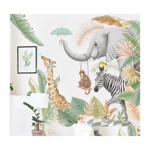 Muurstickers grote jungle dieren voor kinderkamers jongens slaapkamer decorartie zelf -adhesive wallpaper poster decor vinyl 220523 drop del dhquk