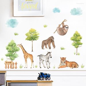 Pegatinas de pared grandes animales de la selva para habitaciones de niños habitación de niños dormitorio decoración tigre jirafa papel tapiz carteles