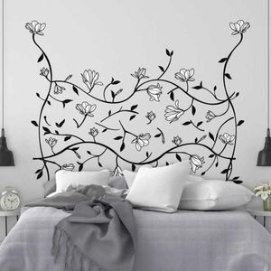 Autocollants muraux grand Magnolia Floral décalcomanie tête de lit chambre mariage arbre bois fleur autocollant canapé salon décor