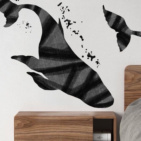 Stickers muraux grande baleine moderne adolescent chambre salon décoration papier peint garçon fille décor Art affiche Pegatinas De Pared