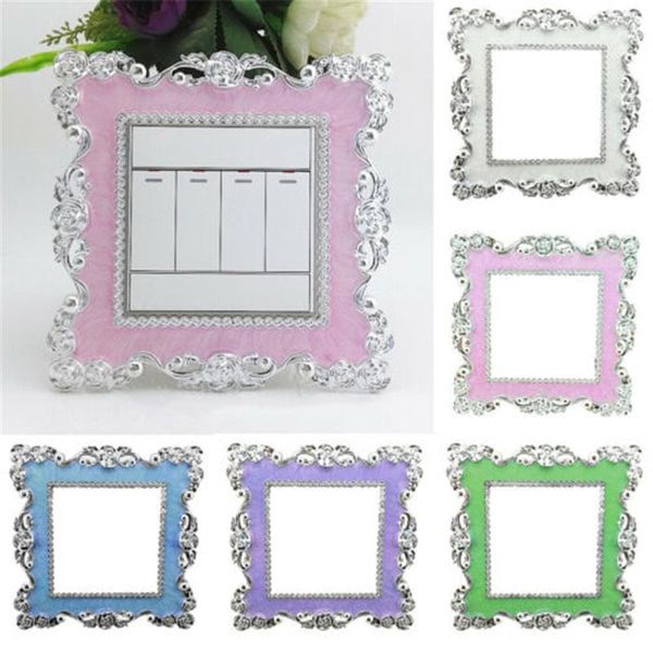 Stickers Muraux Interrupteur Surround Prise Résine Rose Dentelle Autocollant Gris Vert Rose Violet