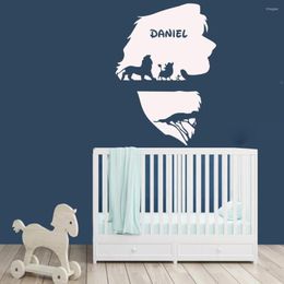 Stickers muraux Roi Lion Nom Personnalisé Pvc Autocollant Art Papier Décor Pour Enfants Chambre Stickers Muraux