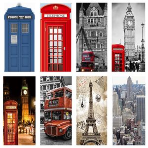 Muurstickers Londen Telefooncel Vinyl Deur 3D Parijs Modern Art Design Behang Voor Kamer Decoratie Verwijderbare Vriezer Posters 230717