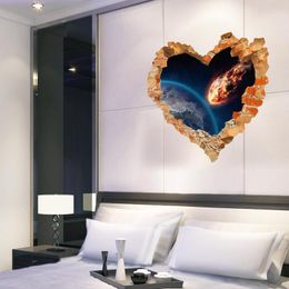 Autocollants muraux amour coeur brisé espace extérieur décalcomanie Art salon chambre décoration de la maison effet 3d affiche