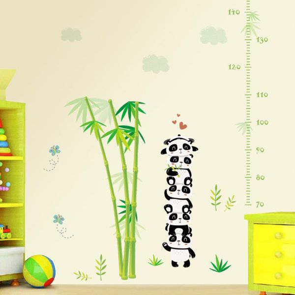 Pegatinas de pared Lovely Panda Bamboo Medida Altura Medidor Kindergarten Niños Habitación Decoración Niños Regla Estadiómetro