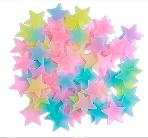 Pegatinas de pared estrellas luminosas estéreo 100pcs 3D brillo en papel tapiz de plástico oscuro decoración del hogar para niños techo de dormitorio